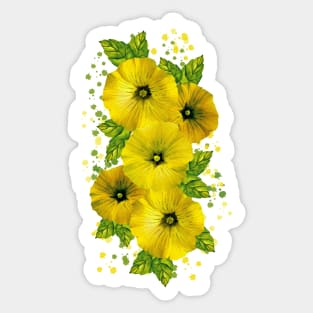 Watercolor Yellow Mallow Flowers Sticker